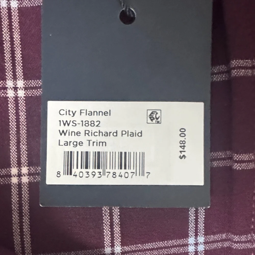 NWT Mizzen+Main City Flannel Wine Richard Plaid L Large NEW $158 - Picture 5 of 8